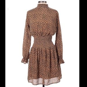She + Sky High Neck Leopard Dress with Sleeves Size Small